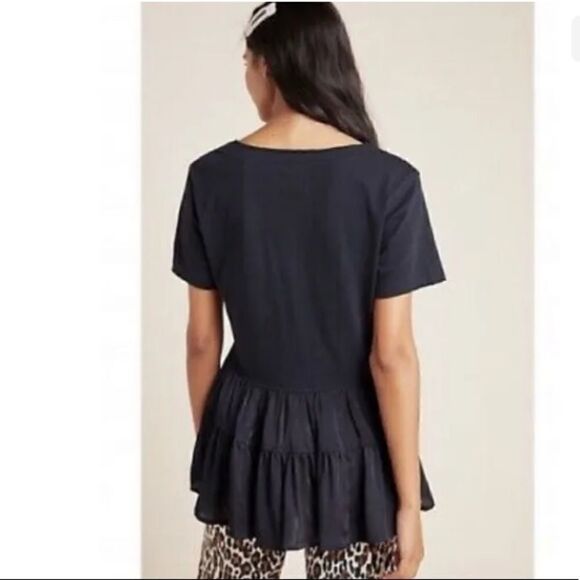 Maeve Louisa Tiered Tee Size Small Navy Blue Anthropologie - Picture 3 of 10